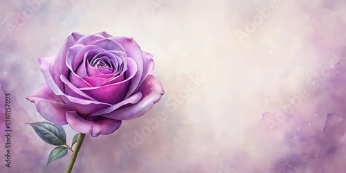 A Single Lavender Rose on a Soft Watercolor Background, Ideal for Elegant Invitations or Greeting Cards