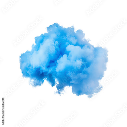 A vibrant blue cloud of smoke swirls against transparent background, creating dynamic and ethereal effect. soft, billowing texture and vivid color evoke sense of mystery and creativity