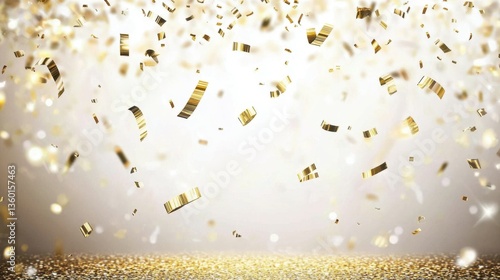 Bright light celebration golden sparkles and confetti background