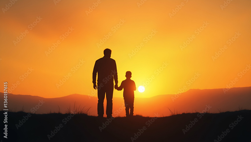 Father and Son Silhouette: A Meaningful Vector Illustration of Hope, Ambition, and Generational Bond Father and Son Silhouette: A Meaningful Vector Illustration of Hope, Ambition, and Generational Bond