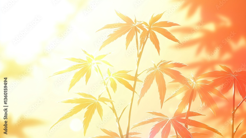 Autumn maple leaves in sunlight, warm tones Autumn maple leaves in sunlight, warm tones