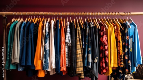Wallpaper Mural Rows of clothes hanging with shadow on a empty room. AI generated image Torontodigital.ca