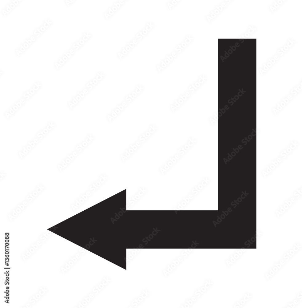 FLECHE QUI TOURNE EN BAS A GAUCHE - ILLUSTRATION VECTORIELLE
