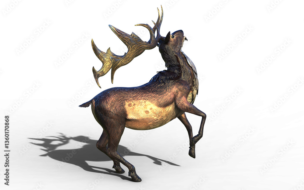 Fototapeta premium 3d illustration of Majestic Giant Deer Rearing Up
