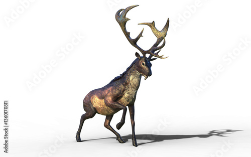 3d illustration of Majestic Giant Deer in Motion