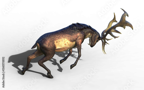 3d illustration of Majestic Giant Deer in Defensive Stance