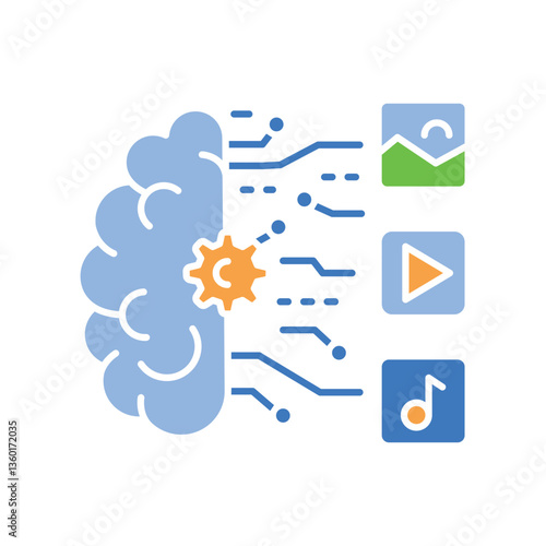 Generative AI black line icon.