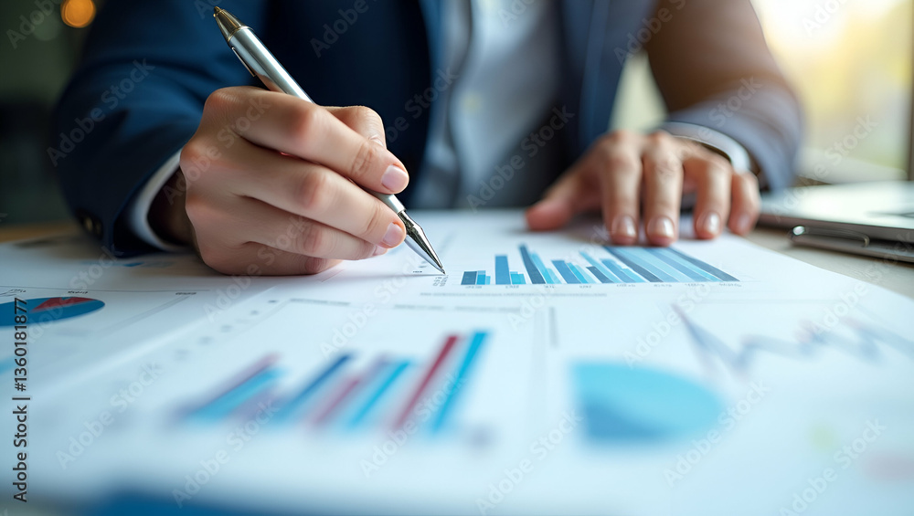 Professional Business Documents with Growth Charts and Pen: Data Analysis & Corporate Strategy Concept Professional Business Documents with Growth Charts and Pen: Data Analysis & Corporate Strategy Concept