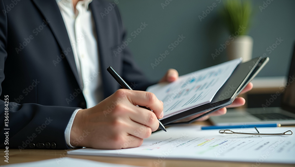 Flat Man with Laptop: Note Taking & Professional Documentation in a Smart Workspace Illustration Flat Man with Laptop: Note Taking & Professional Documentation in a Smart Workspace Illustration