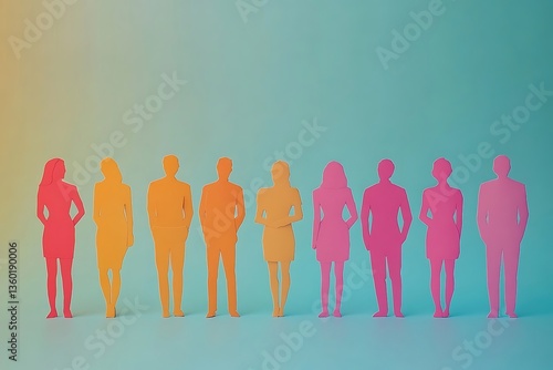 Colorful Paper People Cutout Unity Illustration