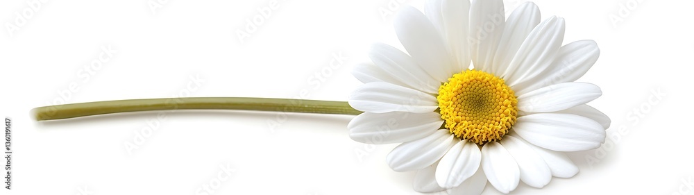 A Single Daisy Flower with White Petals and Yellow Center A Single Daisy Flower with White Petals and Yellow Center