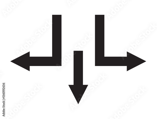 Obraz na płótnie 3 FLECHES DANS DES DIRECTIONS DIFFERENTES ORIENTEES VERS LE BAS - ILLUSTRATION VECTORIELLE w salonie