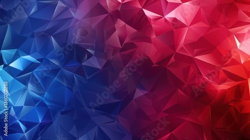 Abstract red blue geometric polygonal shape background. Generate AI