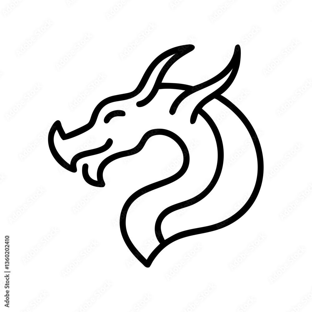 Line art dragon head logo design Line art dragon head logo design
