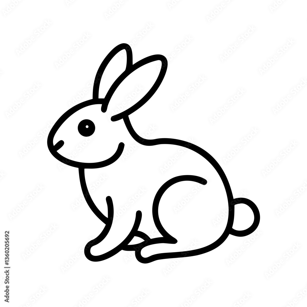 Rabbit icon in minimalist line art style Rabbit icon in minimalist line art style