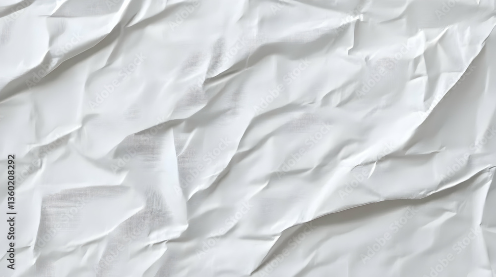 Crumpled white paper texture with folds and wrinkles creating a rough abstract background Crumpled white paper texture with folds and wrinkles creating a rough abstract background
