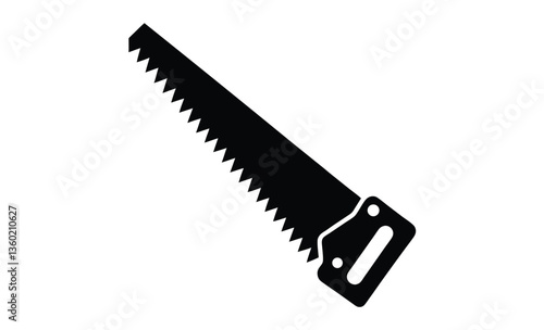 Two handed saw side view silhouette, Two-handed saw icon, Black silhouette, Horizontal side view, Vector simple flat graphic illustration, The isolated object on a white background