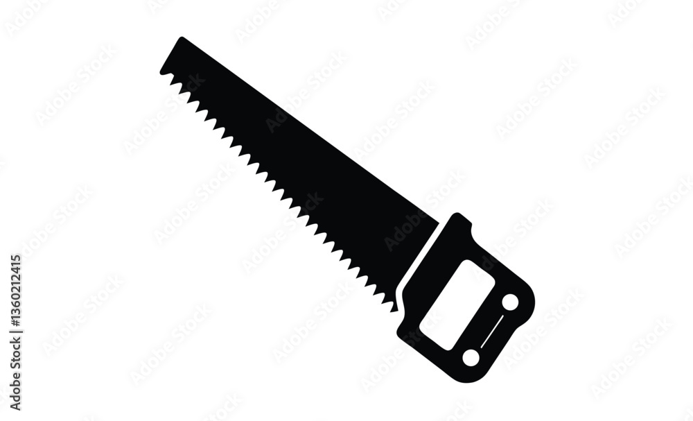 Two handed saw side view silhouette, Two-handed saw icon, Black silhouette, Horizontal side view, Vector simple flat graphic illustration, The isolated object on a white background Two handed saw side view silhouette, Two-handed saw icon, Black silhouette, Horizontal side view, Vector simple flat graphic illustration, The isolated object on a white background