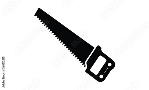 Two handed saw side view silhouette, Two-handed saw icon, Black silhouette, Horizontal side view, Vector simple flat graphic illustration, The isolated object on a white background
