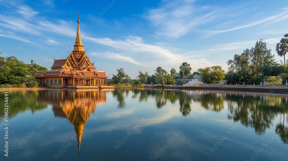 Obraz premium Beautiful khmer architecture reflection at wat phnom phnom penh cambodia landscape photography serene environment