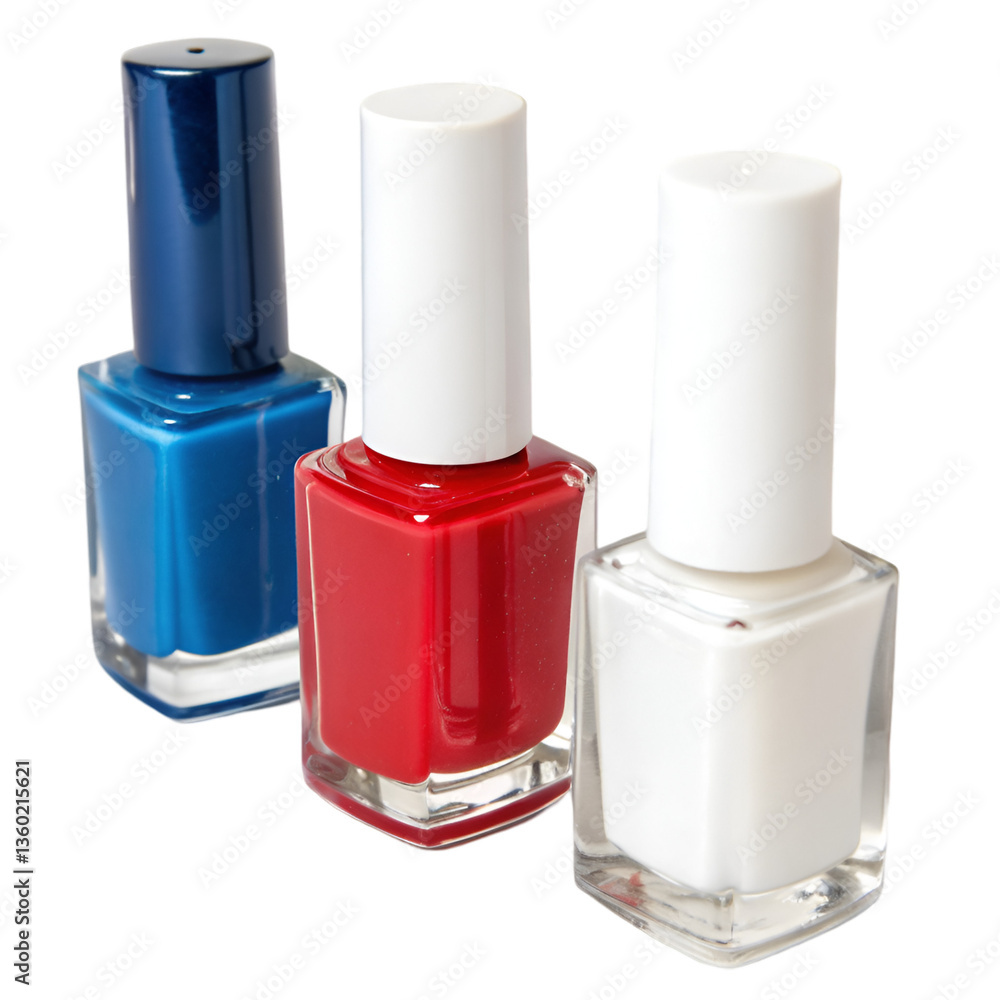 3 different colors nail polish isolated on transparent background 3 different colors nail polish isolated on transparent background