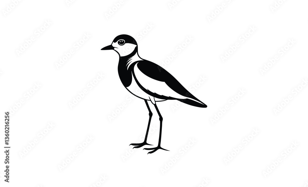 Obraz premium Lapwing bird side view silhouette, Lapwing silhouette vector illustration 