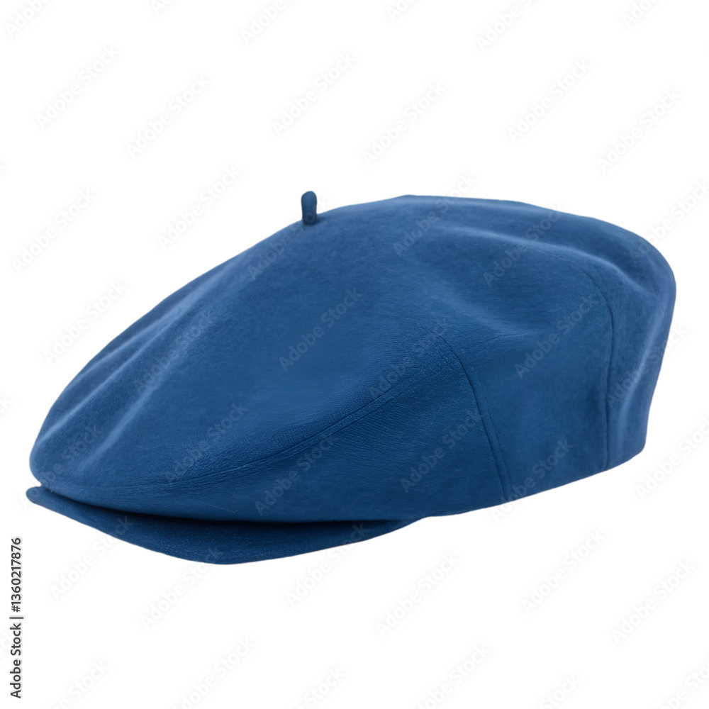 Fototapeta premium Blue french cap beret isolated on transparent background