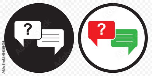 Questions and answers icon with speech bubble and q and a letters. Vector minimal trendy illustration in 3 styles for frequently asked questions concepts in websites on transparent background. EPS 10.