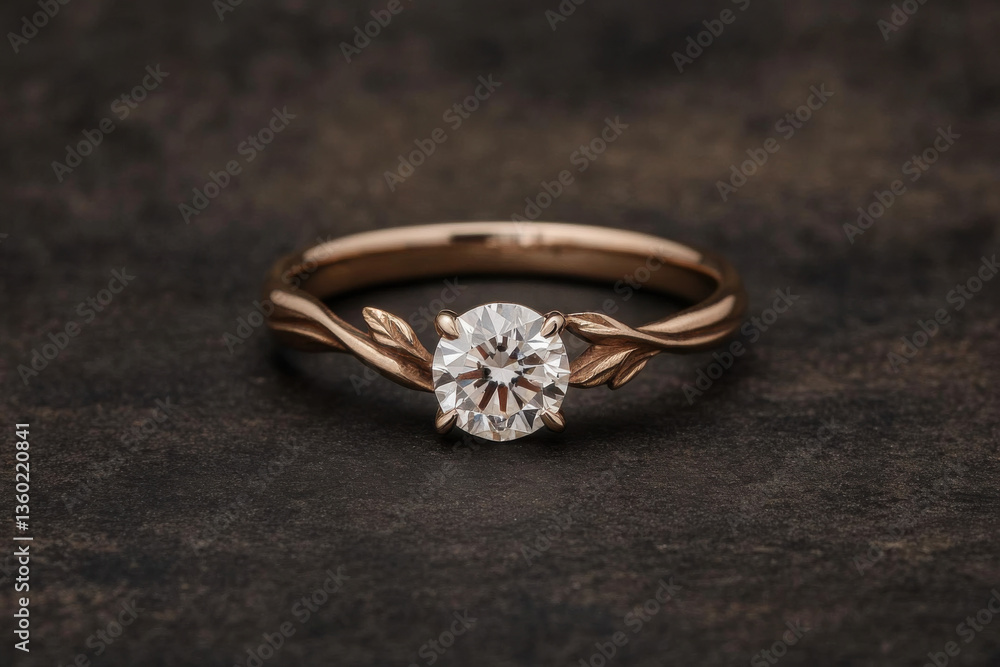 A gold and white ring with a leaf design A gold and white ring with a leaf design