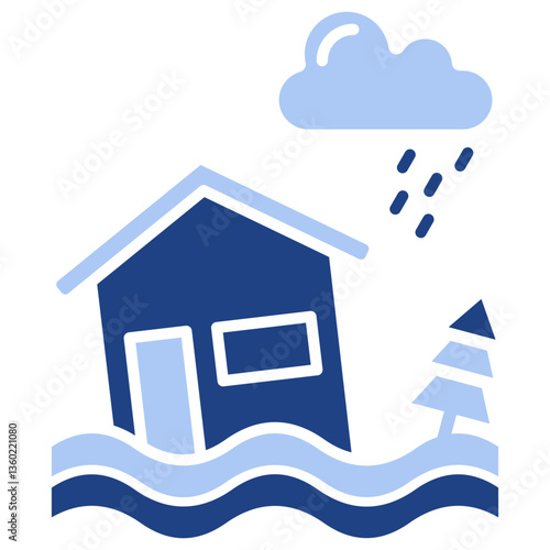 Floods Flat Blue Icon