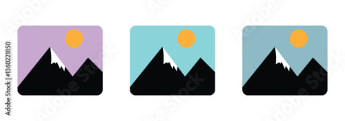 Gallery icon set. Photo album icon  set. Image, picture flat editable icon collections. Photo album symbol.