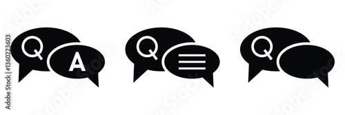 Question mark icon set. Bubble question icon, FAQ questions symbol on a white background.  vector design.