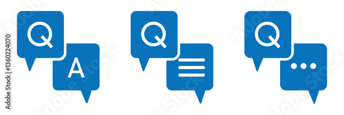 Questions and answers icon with speech bubble and q and a letters. Vector  trendy design with different styles for frequently asked questions concepts in websites and app.