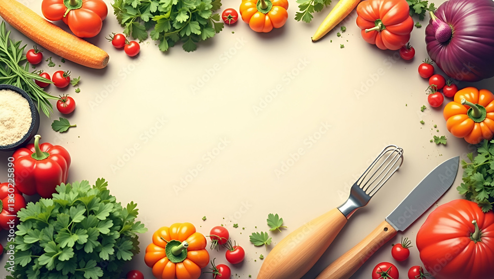 Celebrate International Day of Families: Creative Family Cooking Together Border with Kitchen Elements and Copy Space for Family Themes in Photo Stock Celebrate International Day of Families: Creative Family Cooking Together Border with Kitchen Elements and Copy Space for Family Themes in Photo Stock