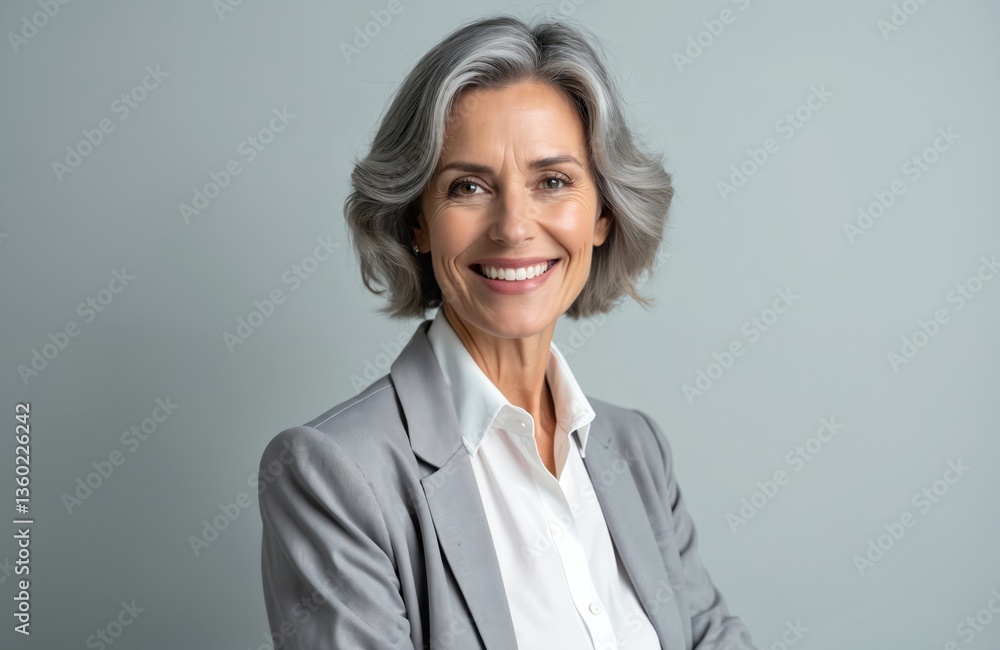 Portrait mature beautiful smiling woman with grey hairstyle. Happy businesswoman in business suit. Confident smiling senior lady, positive emotions. Successful mature business, cheerful smiling Portrait mature beautiful smiling woman with grey hairstyle. Happy businesswoman in business suit. Confident smiling senior lady, positive emotions. Successful mature business, cheerful smiling