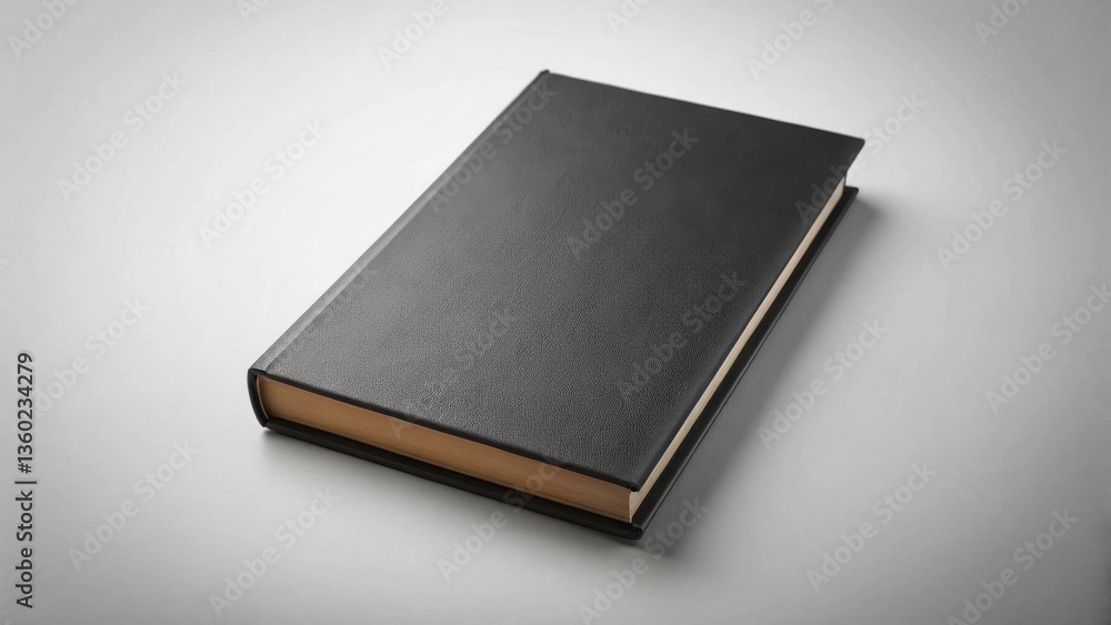 A Closed Hardcover Book with a Dark Textured Cover Resting on a Plain Surface A Closed Hardcover Book with a Dark Textured Cover Resting on a Plain Surface