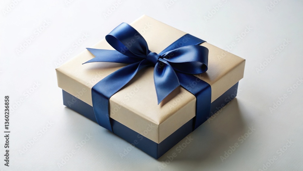 A luxuriously wrapped gift box with a sophisticated blue ribbon, perfect for a special occasion A luxuriously wrapped gift box with a sophisticated blue ribbon, perfect for a special occasion