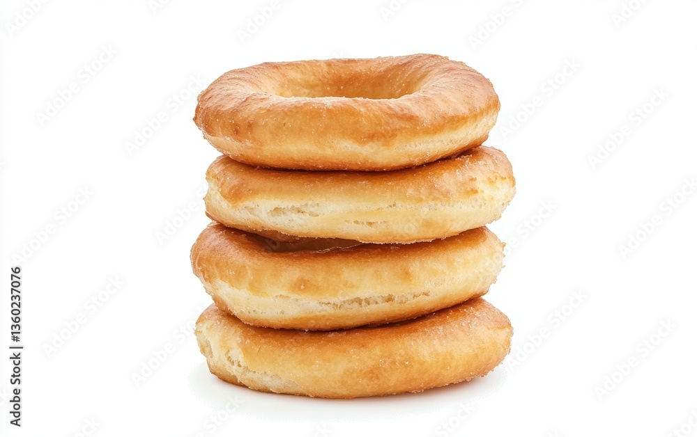 Freshly Baked Donuts Stacked on Clean White Background Freshly Baked Donuts Stacked on Clean White Background