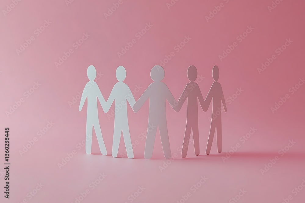 Connected Paper People Teamwork and Equality Illustration Connected Paper People Teamwork and Equality Illustration