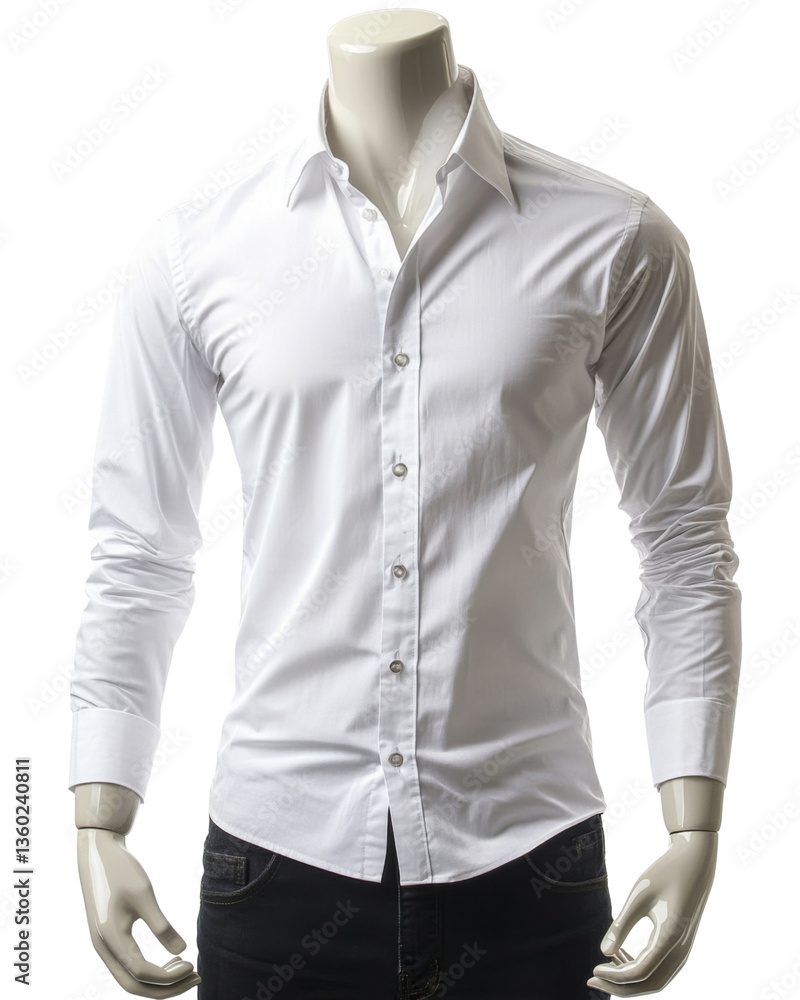 custom made wallpaper toronto digitalMannequin wearing white long sleeved dress shirt with transparent background