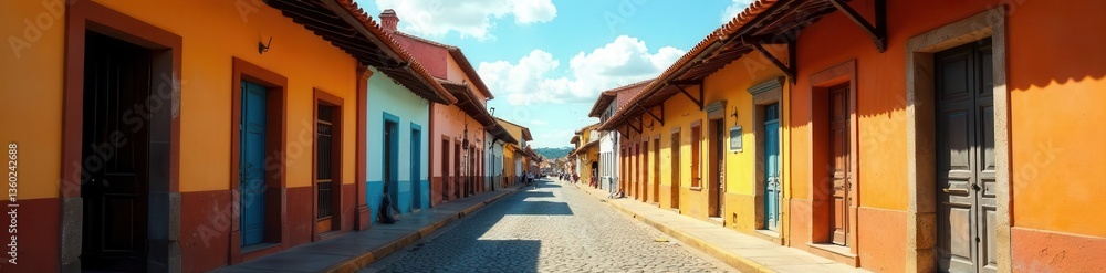 Sun-drenched colonial architecture, vibrant streetscape , cityscape, tourism, rooftops Sun-drenched colonial architecture, vibrant streetscape , cityscape, tourism, rooftops