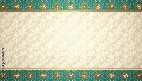 Subtle geometric Islamic pattern, teal & gold on beige , geometric, ancient, religion