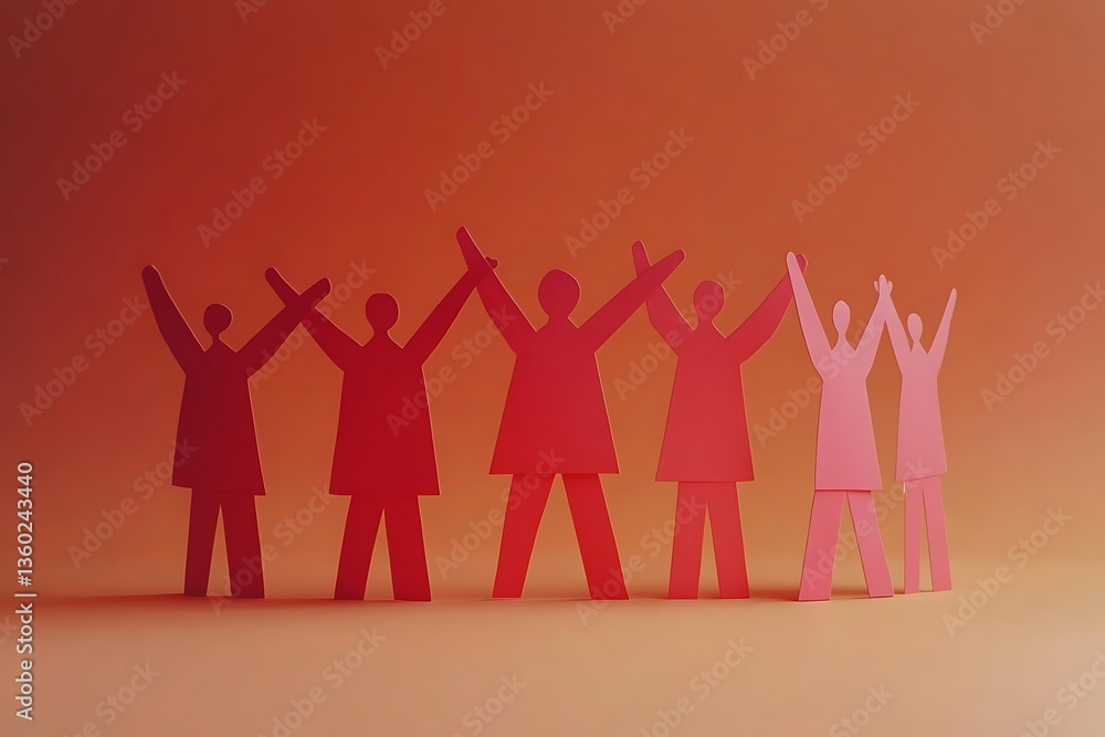 Diverse Paper People Group Showing Unity and Empowerment Diverse Paper People Group Showing Unity and Empowerment