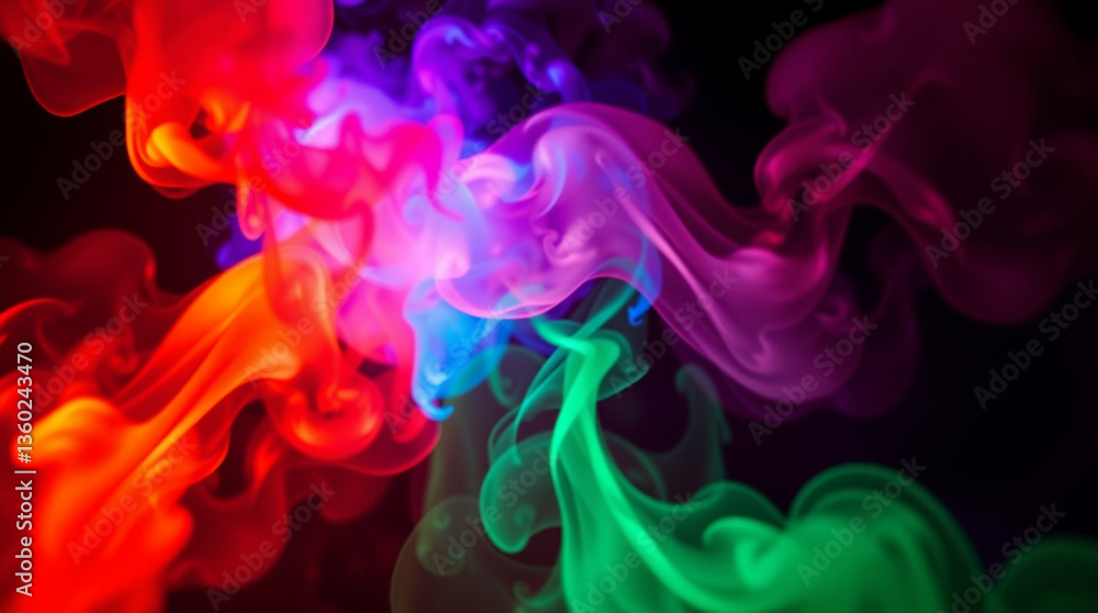 Fototapeta premium Colorful Smoke in Abstract Style with Red, Blue, Green, and Purple Hues Representing Creativity