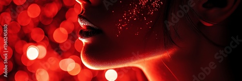 A strikingly lit profile showcasing shimmering red elements.