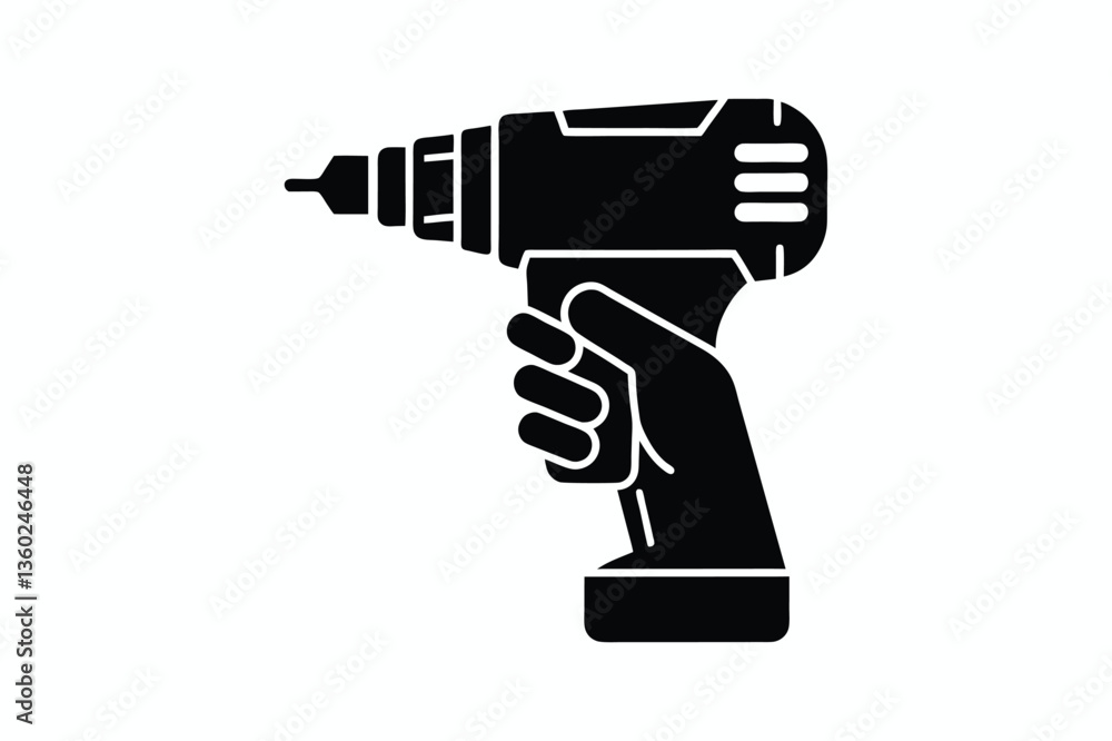 labour day vector silhouette with Wrench, hammer, helmet tools icon and drill machine 
