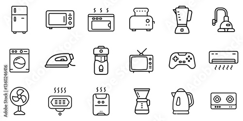 "Appliance Line Icon Representing Household Devices, Technology, and Modern Living Essentials in a Clean and Functional Linear Design"