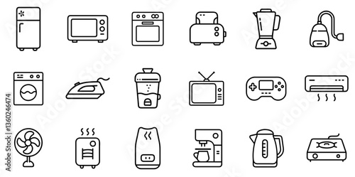 "Appliance Line Icon Representing Household Devices, Technology, and Modern Living Essentials in a Clean and Functional Linear Design"