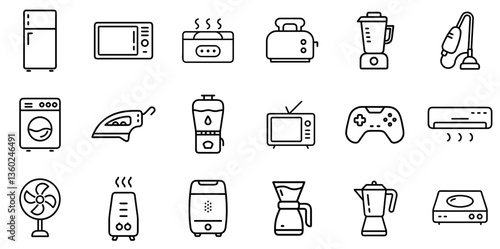 "Appliance Line Icon Representing Household Devices, Technology, and Modern Living Essentials in a Clean and Functional Linear Design"