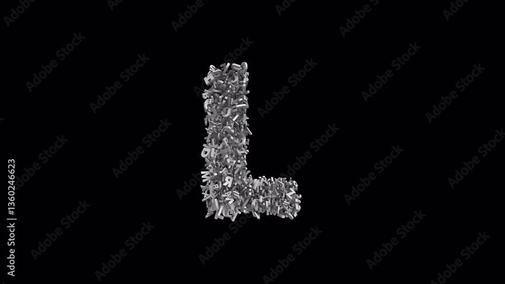 Letter L Made of Letters with Alpha Channel. 3D Font. Alphabet Letter Animation. Transparent Background Letter L Made of Letters with Alpha Channel. 3D Font. Alphabet Letter Animation. Transparent Background